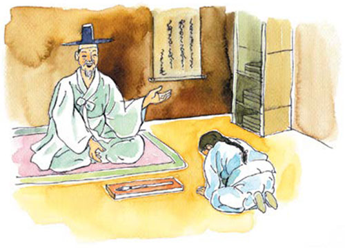 하서 선생과 하서 어린 모습이미지